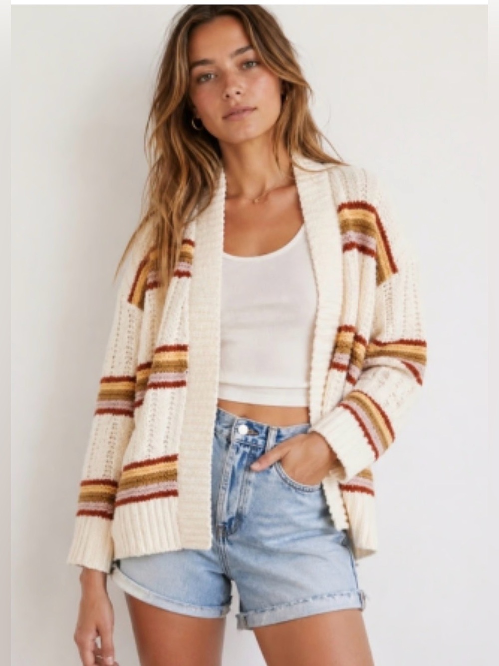 Madewell Striped Diaz Open Cardigan Size Medium